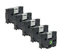 vhbw 5X Label Tape Compatible with Brother P-Touch PT-E300VP Label Printer 1.5m x 5.8 mm, Black on White, Plastic, Heat Shrink Tape