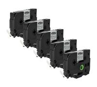 vhbw 5X Label Tape Compatible with Brother P-Touch PT-P750W Label Printer, Black on White, Plastic, Heat Shrink Tape, 8.8 mm