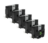 vhbw 5X Label Tape Compatible with Brother P-Touch PTH500LI Label Printer 1.5m x 11.7 mm, Black on White, Plastic, Heat Shrink Tape