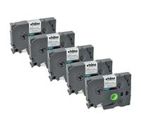 vhbw 5X Label Tape Compatible with Brother PT 50 Years, 540, 520, 530, 540C, 500-Series Label Printer 8m x 12 mm, White on Transparent, Plastic