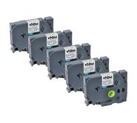 vhbw 5X Label Tape Compatible with Brother PT P300BT, P700, H300LI, H75, H75S Label Printer 8m x 12 mm, Black on White, Plastic Safety Tape