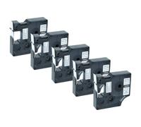 vhbw 5X Label Tape Compatible with Dymo RhinoPro 6000, 5000, 3000, ILP 219 Label Printer 5.5m x 12 mm, Black on White, Vinyl, Plastic
