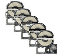 vhbw 5X Label Tape Compatible with Epson LabelWorks LW-700, LW-900P Label Printer 8m x 9 mm, Black on White