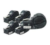 vhbw 5X Label Tape Replacement for Brady M21-375-423 for Label Printer 6.4m x 9.53 mm, Black on White, Permanent Polyester