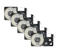 vhbw 5X Label Tape Replacement for Casio XR-9WE, XR-9WE1 for Label Printer 8m x 9 mm, Black on White