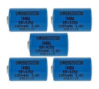 vhbw 5x Lithium ER14250 Round Cell Batteries Replacement for ER3, 922-1262, ER3S, ER4, LS14250, LS3 - Special Battery (1200 mAh, 3.6 V, Li-SOCl2)