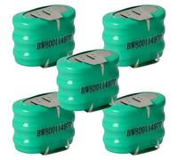 vhbw 5x NiMH replacement button cell battery tab type 3/V150H 3 pins 150mAh 3.6V compatible with model building batteries, solar lights etc.