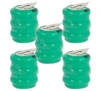 vhbw 5x NiMH replacement button cell battery tab type 3/V80H 2 pins 80mAh 3.6V compatible with model building batteries, solar lights etc.