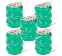vhbw 5x NiMH replacement button cell battery tab type V80H 3 pins 80mAh 3.6V compatible with model building batteries, solar lights etc.