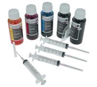 vhbw 5x Refill Ink compatible with Canon Pixma G4510 Printer - Refill Set, dye cyan, dye magenta, dye black, dye yellow, 100ml
