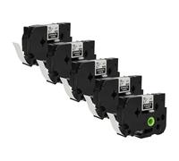 vhbw 5X Stencil Tape Cassette 18 mm Replacement for Brother ST-141, STE-141 for Label Printer - White on Transparent