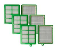 vhbw 6x Filter compatible with AEG Electrolux ACX 6285, ACX 6286, ACX 6281, ACX 6282, ACX 6283, ACX 6284 Vacuum Cleaner - HEPA filter Green White
