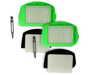 vhbw 8-Part Filter/Brush Set compatible with Rowenta City Space Cyclonic RO2711EA4Q0, RO2543WA4Q0, RO2544, RO2544WA, RO2544WA4Q0 Vacuum Cleaner