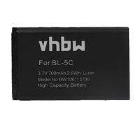 vhbw Battery compatible with Nokia 5130 XpressMusic, 6030, 6085, 6086, 6230, 6230i, 6270, 6555 Mobile Phone Smartphone (700mAh, 3.7V, Li-Ion)