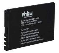 vhbw Battery compatible with Nokia C5-04, C5-03, C5-06, C5-05, C5-3, 8800 sapphire arte, E75, E66 Mobile Phone Smartphone (1200mAh, 3.7 V, Li-Ion)