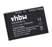 vhbw Battery compatible with Nokia Lumia 610, 710, 505, 510 Mobile Phone Smartphone (1300 mAh, 3.7 V, Li-Ion)