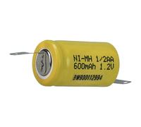 vhbw Battery Replacement for 1/2AA for Model Making Device (600mAh, 1.2 V, NiMH, Green, with Soldering Lug (U-form))
