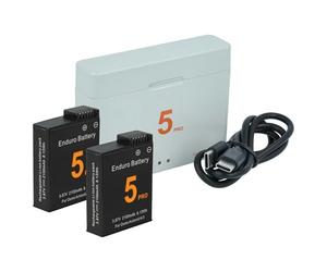 vhbw Charger Set Replacement for DJI JH-ACT5 for Camera - 2x battery, 1x charging cradle with USB cable