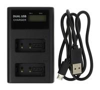 vhbw Dual Charger compatible with Canon EOS 750D, 8000D, 800D, 200D, 760D, 77D Camera Battery - Cradle + Micro USB Cable with Display