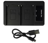 vhbw Dual Charger compatible with Sony DSR-PDX10, DSR-PDX10P, DSR-PD170P, DSR-PD190P Camera Battery Camcorder - Cradle + Micro USB Cable