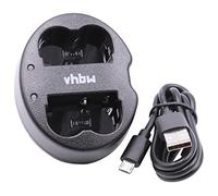 vhbw Dual Micro-USB Charger compatible with Canon Optura 200 MC, PI, 20, 50 MC, 10, 100 MC Camera Battery + Micro-USB Cable, Charging Indicator
