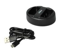 vhbw Dual Micro-USB Charger compatible with Panasonic DMW-BLF19E, DMW-BLF19 Camera Battery + Micro-USB Cable, Charging Indicator