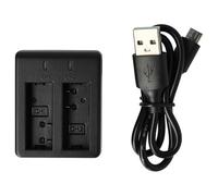 vhbw Dual Micro-USB Charger compatible with Vemont 1080p 12MP Action Camera Camera Battery + Micro-USB Cable, Charging Indicator