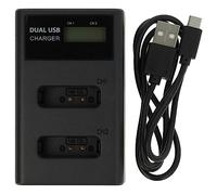 vhbw Dual Micro-USB + USB-C Charger compatible with Canon PowerShot SX620HS, SX720HS Camera Battery + Micro-USB Cable, Charging Indicator