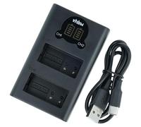 vhbw Dual Micro-USB + USB-C Charger compatible with Panasonic Lumix FZ-2000, DMC-GX8KBODY Camera Battery + USB-C Cable, Charging Indicator