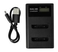 vhbw Dual Micro-USB + USB-C Charger compatible with Rollei Sportsline X-8 Sports, 99 Camera Battery + Micro-USB Cable, Charging Indicator