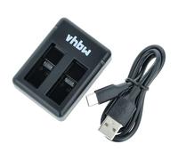 vhbw Dual USB-C Charger compatible with GoPro AHDBT-501, AHDBT-801, AABAT-001 Camera Battery - Cradle + USB-C Cable, Charging Indicator