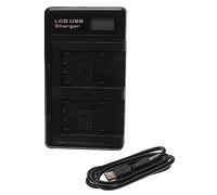 vhbw Dual USB-C Charger compatible with Panasonic SDR-T55, SDR-T76, SDR-T71, SDR-T70 Camera Battery + USB-C Cable