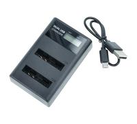 vhbw Dual USB Charger compatible with Canon PowerShot ELPH 500 HS, S120 Camera Battery - Cradle + Micro USB Cable with Display, 4.2 V