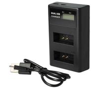 vhbw Dual USB Charger compatible with Canon PowerShot SX70 HS Camera Battery - Cradle + Micro USB Cable with Display, 8.4 V