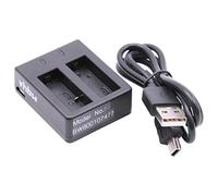 vhbw Dual USB Charger compatible with Eken H9R, W9, H9 4K, H9R plus, PG1050 Camera Battery - Cradle, Charging Status Indicator, 4.2 V