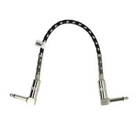 vhbw Guitar Patch Cable 30 cm Jack Cable for Pedal Board - Patch Cord with 6.3 mm Jack Plug, Right Angle, Braided, White/Silver
