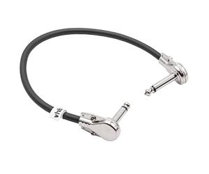 vhbw Guitar Patch Cable 30cm Jack Cable for Pedal Board - Patch Cord with 6.3mm Jack Plug, Right Angle, Flat, black/silver
