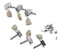 vhbw Guitar Tuner Key Caps 3R3L for Guitar Strings, electric guitar with 8 mm Peg Hole - Machine Heads, Green, Silver, Vintage