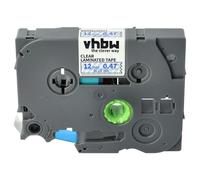 vhbw Label Tape Compatible with Brother PT D210, D210BK, D400, D210VP, D215e Label Printer 8m x 12 mm, Blue on Transparent, Plastic, Laminated