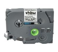 vhbw Label Tape Compatible with Brother PT E300VP, E300, GL-100, H100, E200, H100L Label Printer 8m x 12 mm, Black on Matt-Silver