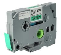vhbw Label Tape Compatible with Brother PT H105WB, H105WN, H105VP Label Printer 8m x 12 mm, Black on Green, Plastic, Extra Strong, Laminated