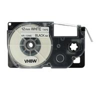 vhbw Label Tape Compatible with Casio KL-60, KL-7000, KL-70E, KL-7400, KL-750E, KL-780 Label Printer 8m x 12 mm, Black on White, Plastic - Replacement for XR-12WE1, XR-12WE