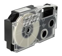 vhbw Label Tape Compatible with Casio KL-750E, KL-8100, KL-7400, KL-820, KL-780, KL-7200 Label Printer 8m x 12 mm, Black on Transparent, Plastic