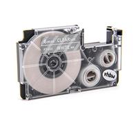 vhbw Label Tape Compatible with Casio KL-C500, KL-8200, KL-P1000, KL-HD1, KL-G2 Label Printer 8m x 6 mm, White on Transparent