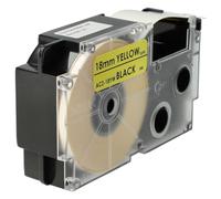 vhbw Label Tape Compatible with Casio KL-P1000, KL-HD1, KL-G2 Label Printer 8m x 18 mm, Black on Yellow, pet+ Resin