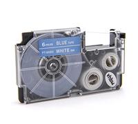 vhbw Label Tape Compatible with Casio KL-P1000, KL-HD1 Label Printer 8m x 6 mm, White on Blue