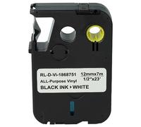 vhbw Label Tape Compatible with Dymo XTL 500, 300 Label Printer 7m x 12 mm, Black on White, All-Purpose Vinyl