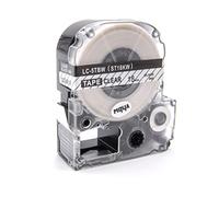 vhbw Label Tape Compatible with Epson LabelWorks LW-1000P, LW-600P Label Printer 8m x 18 mm, Black on Transparent