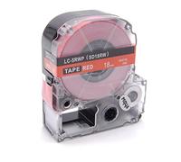 vhbw Label Tape Compatible with Epson LabelWorks LW-1000P, LW-600P Label Printer 8m x 18 mm, White on Red, Plastic