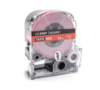 vhbw Label Tape Compatible with Epson LabelWorks LW-1000P, LW-600P Label Printer 8m x 24 mm, White on Red